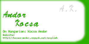 andor kocsa business card